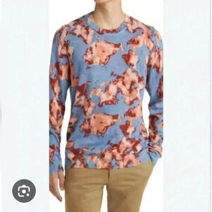 Open Edit Abstract Print Crewneck Sweater in Blue Coral Shibori Large